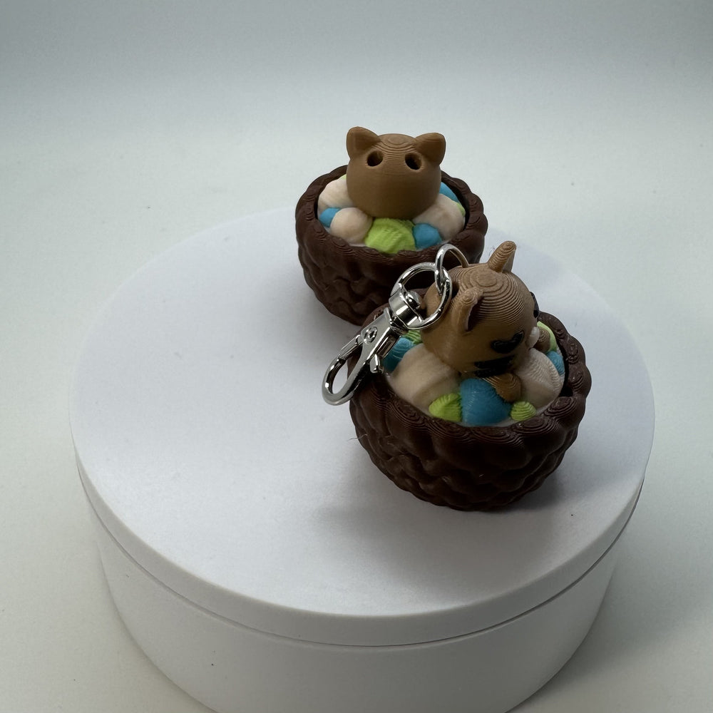 Cat in Yarn Basket Fidget Clicker 3D Print