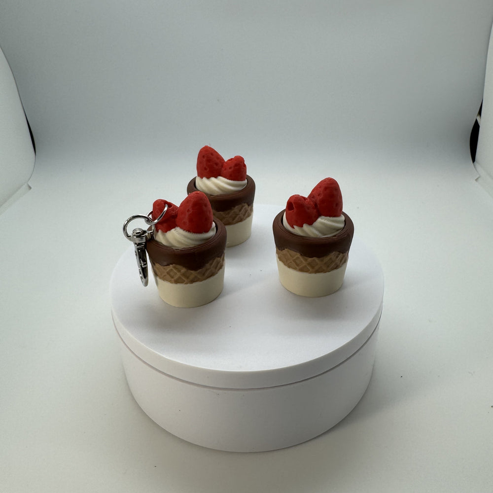 Strawberry Velvet Cone Fidget Clicker Keychain 3D Print