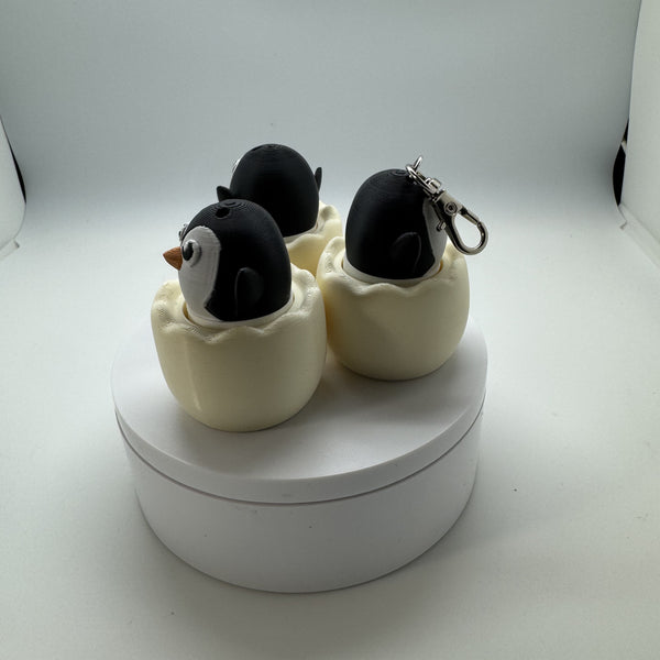 Twisty Clicker Fidget Penguin in an Egg Keychain 3D Print