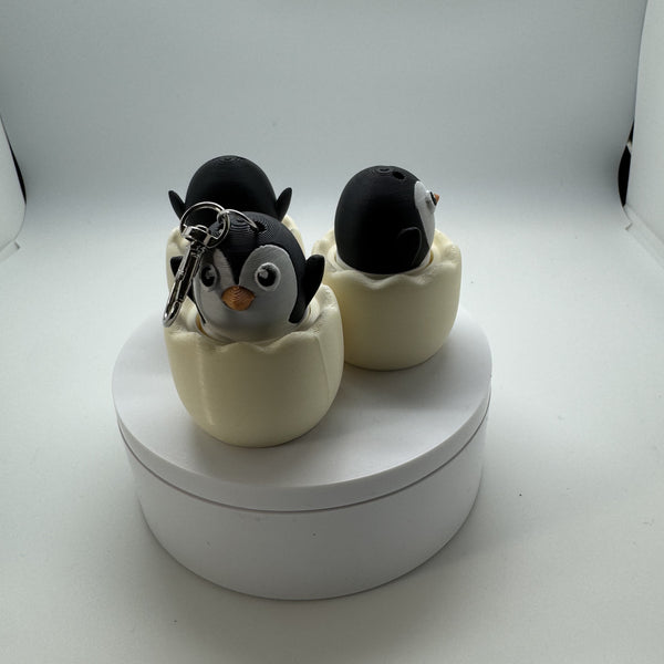 Twisty Clicker Fidget Penguin in an Egg Keychain 3D Print