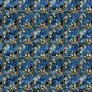 Blue And Gold Leopard Vinyl Pattern
