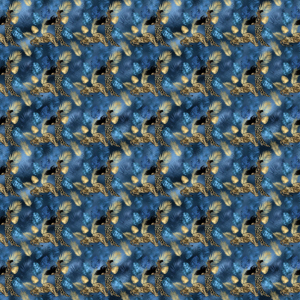 Blue And Gold Leopard Vinyl Pattern