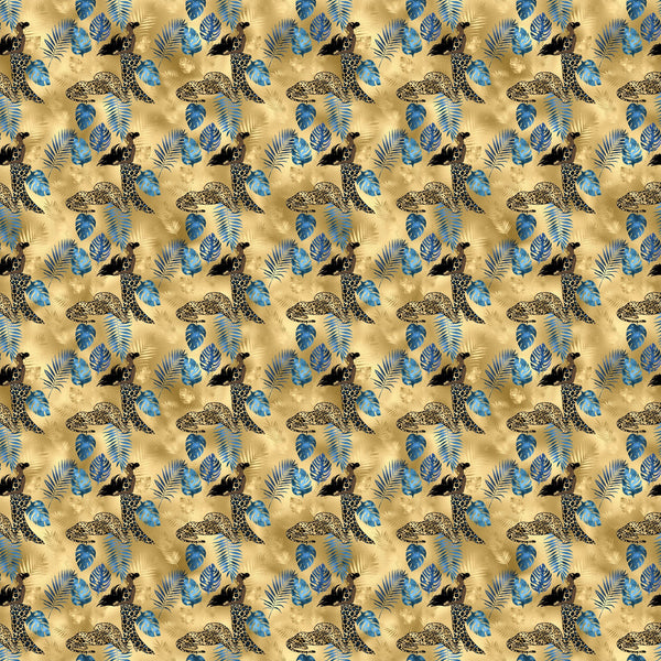 Blue And Gold Leopard Vinyl Pattern