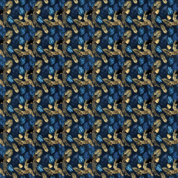 Blue And Gold Leopard Vinyl Pattern