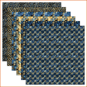 Blue And Gold Leopard Vinyl Pattern