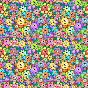 Happy Cartoon Flowers Vinyl Pattern