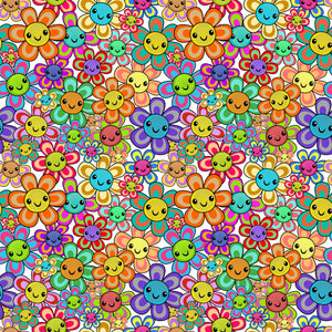 Happy Cartoon Flowers Vinyl Pattern