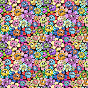 Happy Cartoon Flowers Vinyl Pattern