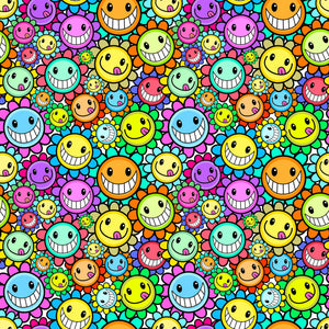 Happy Cartoon Flowers Vinyl Pattern