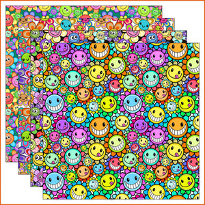 Happy Cartoon Flowers Vinyl Pattern