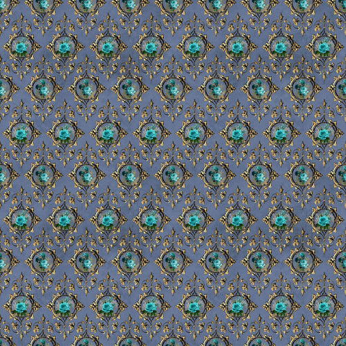 Baroque Teal Floral Vinyl Pattern