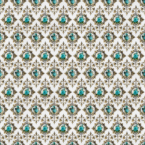 Baroque Teal Floral Vinyl Pattern