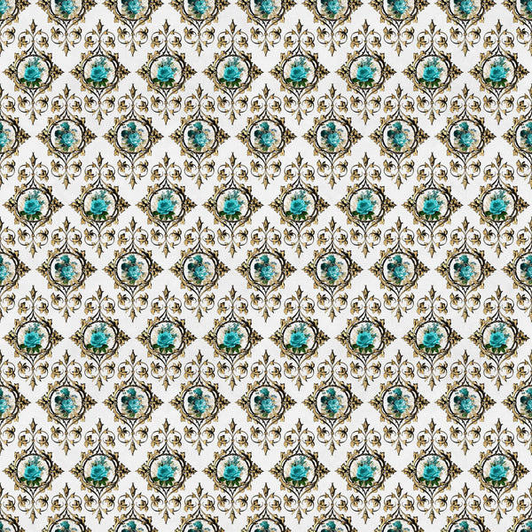 Baroque Teal Floral Vinyl Pattern