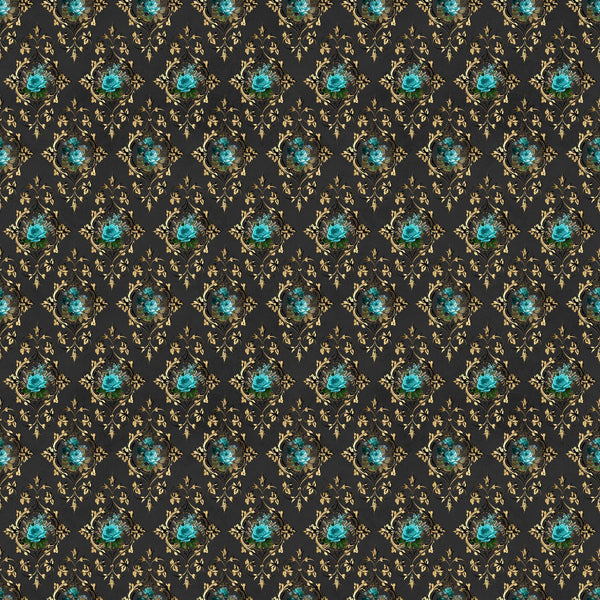 Baroque Teal Floral Vinyl Pattern