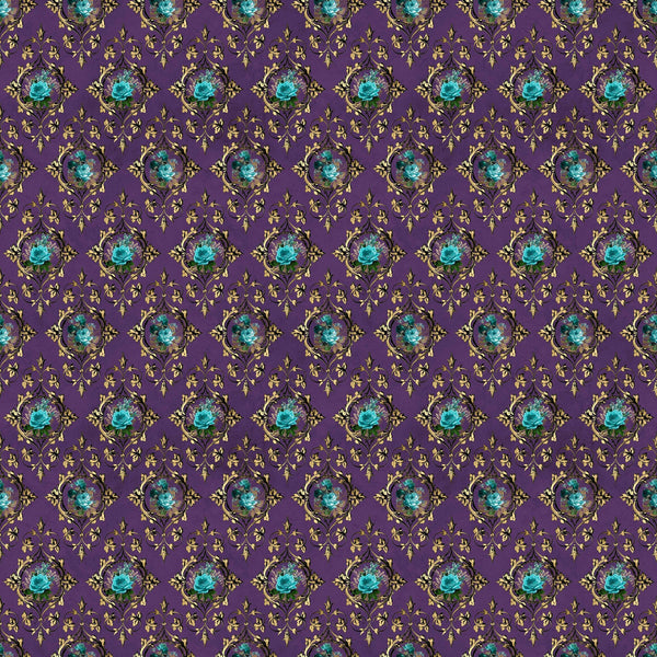 Baroque Teal Floral Vinyl Pattern