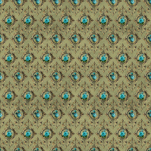 Baroque Teal Floral Vinyl Pattern