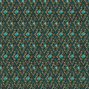 Baroque Teal Floral Vinyl Pattern