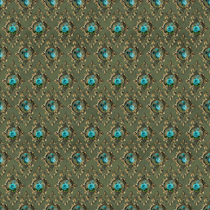 Baroque Teal Floral Vinyl Pattern