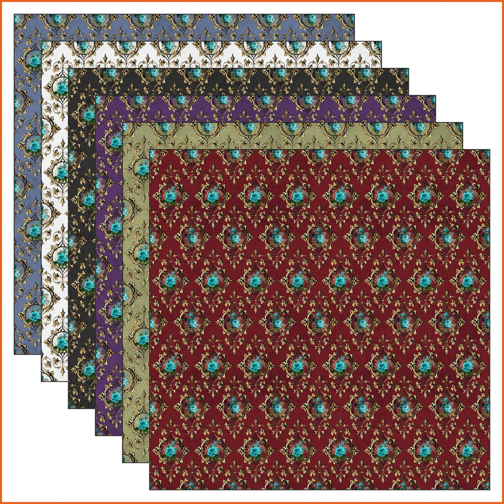 Baroque Teal Floral Vinyl Pattern