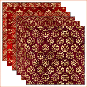 Red & Gold Damask Vinyl Pattern