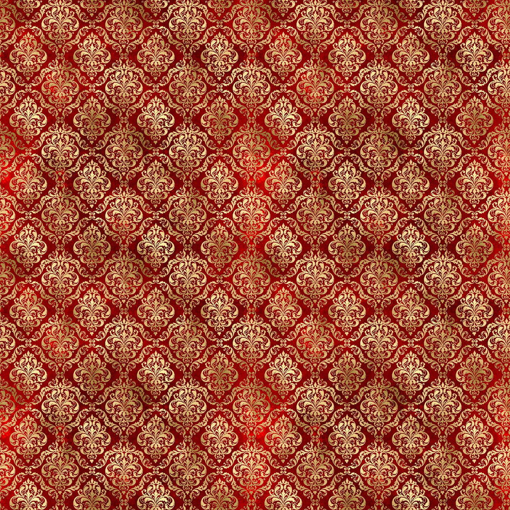 Red & Gold Damask Vinyl Pattern