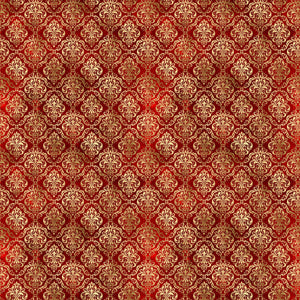 Red & Gold Damask Vinyl Pattern