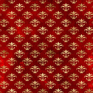 Red & Gold Damask Vinyl Pattern