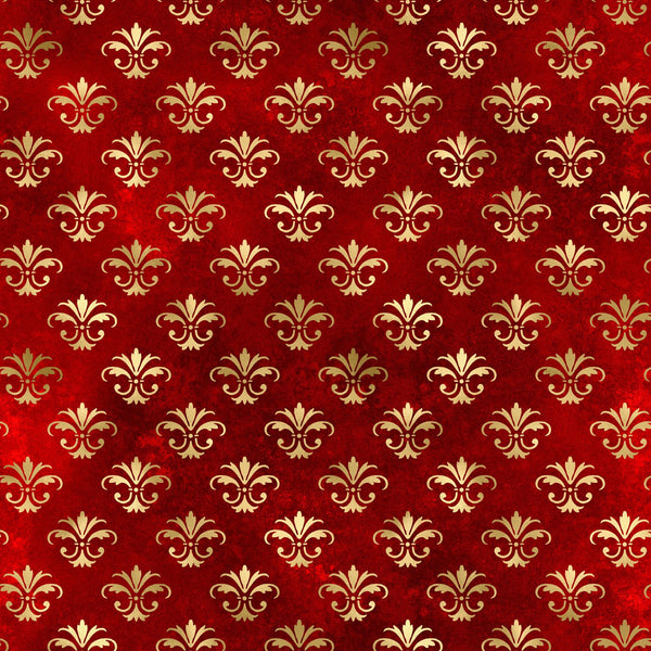 Red & Gold Damask Vinyl Pattern