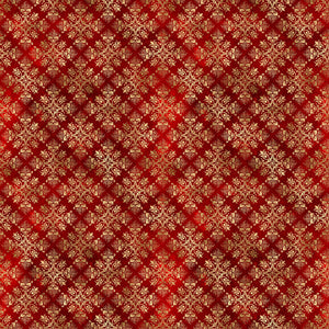 Red & Gold Damask Vinyl Pattern