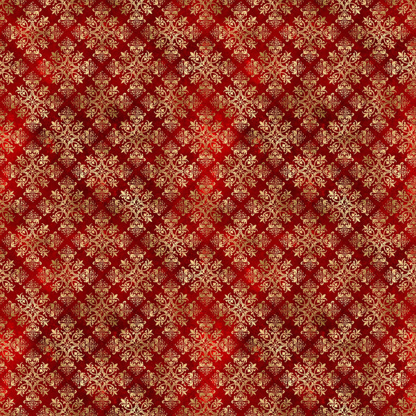 Red & Gold Damask Vinyl Pattern