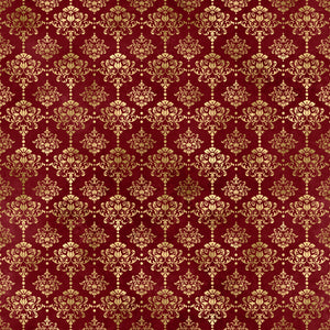 Red & Gold Damask Vinyl Pattern