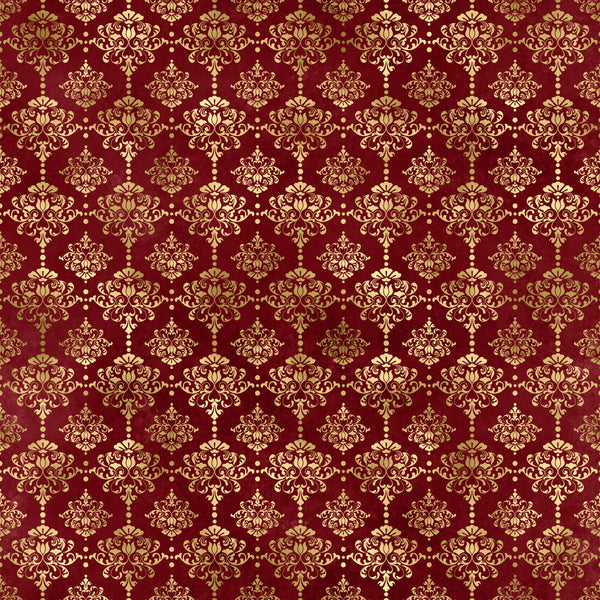 Red & Gold Damask Vinyl Pattern