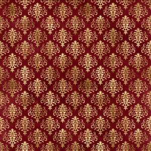 Red & Gold Damask Vinyl Pattern