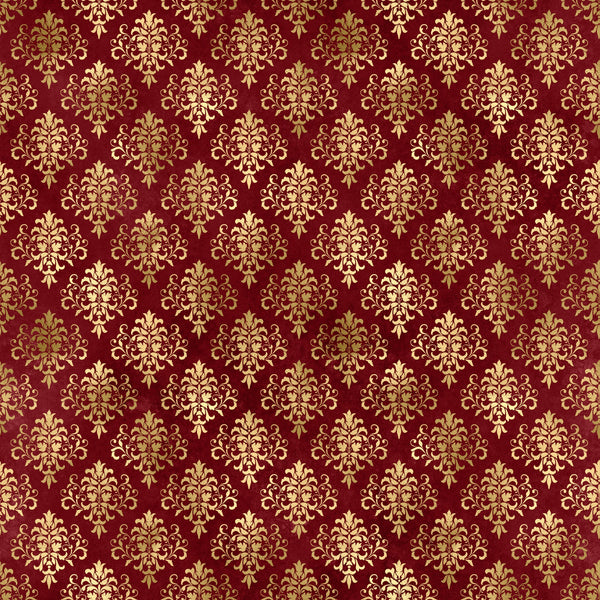 Red & Gold Damask Vinyl Pattern