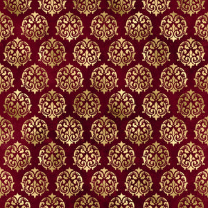 Red & Gold Damask Vinyl Pattern