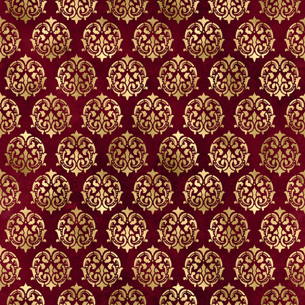 Red & Gold Damask Vinyl Pattern