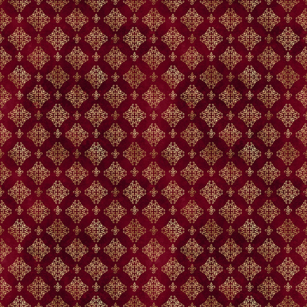 Red & Gold Damask Vinyl Pattern