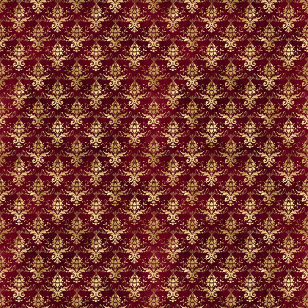 Red & Gold Damask Vinyl Pattern
